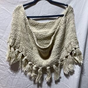 BUJI BAJA for BARNEY'S $79 Chunky Fringed/Tasseled Ecru Eternity Scarf O/S - NWT